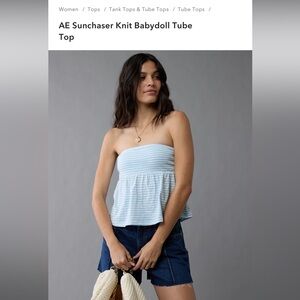 American Eagle Outfitters Sunchaser Knit Babydoll Tube Top